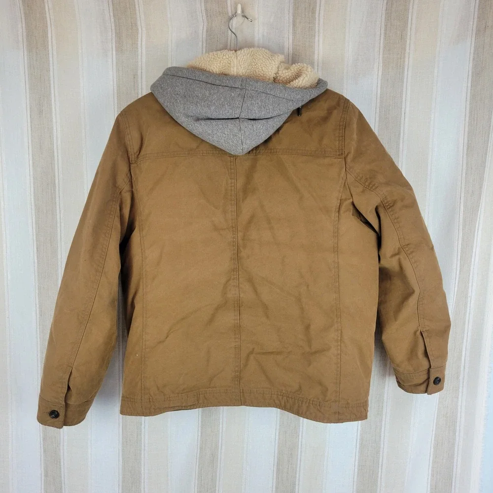 American Eagle Utility Jacket Coat Tan Brown‎ Size Large Hoooded